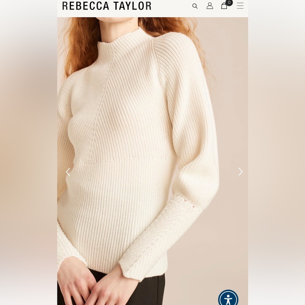 Rebecca Taylor ivory Open back Mock Neck Sweater